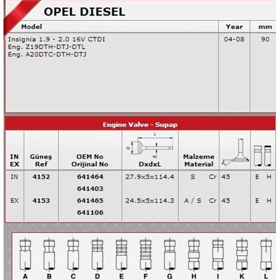 Opel 641464 641465 Insignia 641464 641465 Sibop Takımı 41
