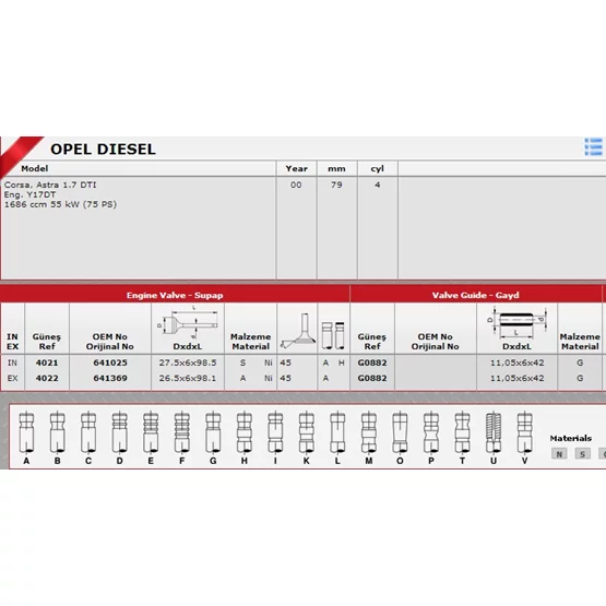 Opel  Astra  Sibop Gaydı G0882 In 8 Ex 8 Corsa Astra 1.7D