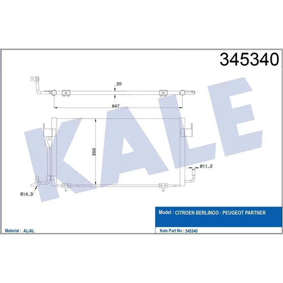 6455V8 Berlingo 6455V8 Klima Radyat r 345340 Partner 96