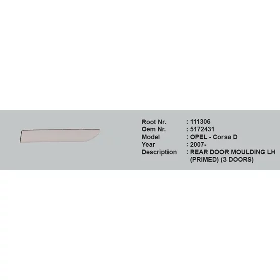 Opel 5172431 Corsa 5172431 Kapı Çıtası Arka Sol 5172431 1