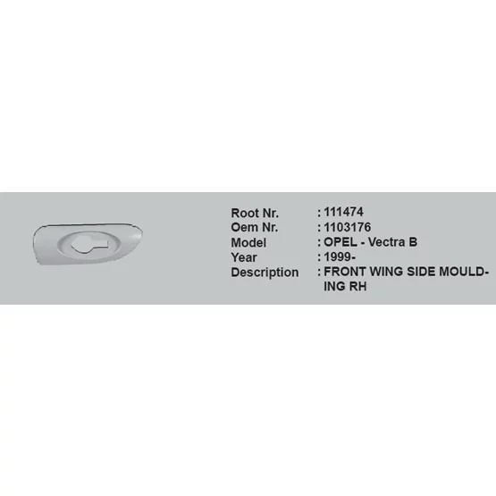 Opel 1103176 Vectra 1103176 Çamurluk Çıtası Ön Sağ 110317